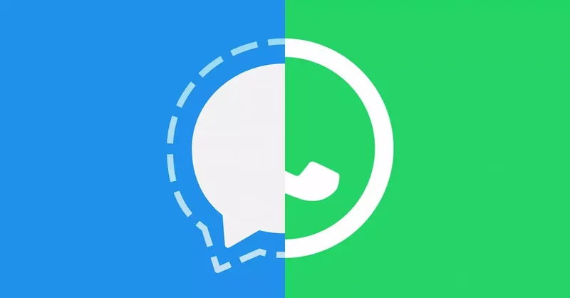 Signal and WhatsApp messaging app logos side by side