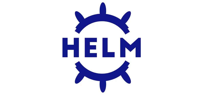 Helm package manager logo with ship wheel icon